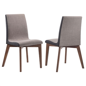 Pemberly Row 2-piece Upholstered Dining Side Chair Set in Walnut