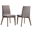 Pemberly Row 2-piece Upholstered Dining Side Chair Set in Walnut