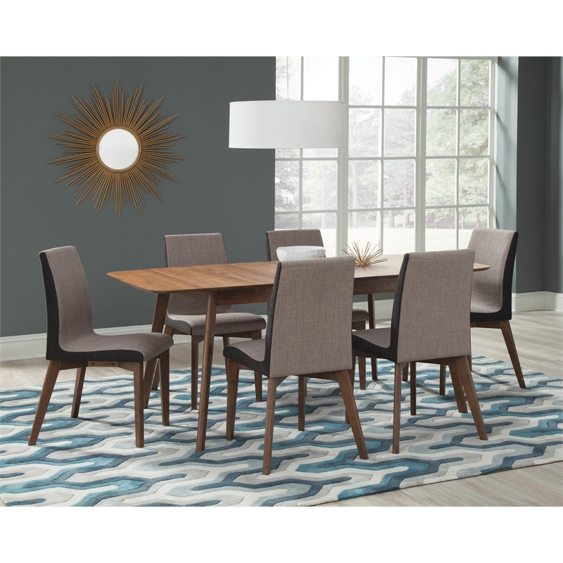Pemberly Row 5-piece Rectangular Dining Set in Natural Walnut