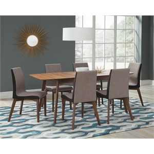 Pemberly Row 5-piece Rectangular Dining Set in Natural Walnut