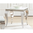 Pemberly Row Square Glass Top End Side Table in White and Chrome