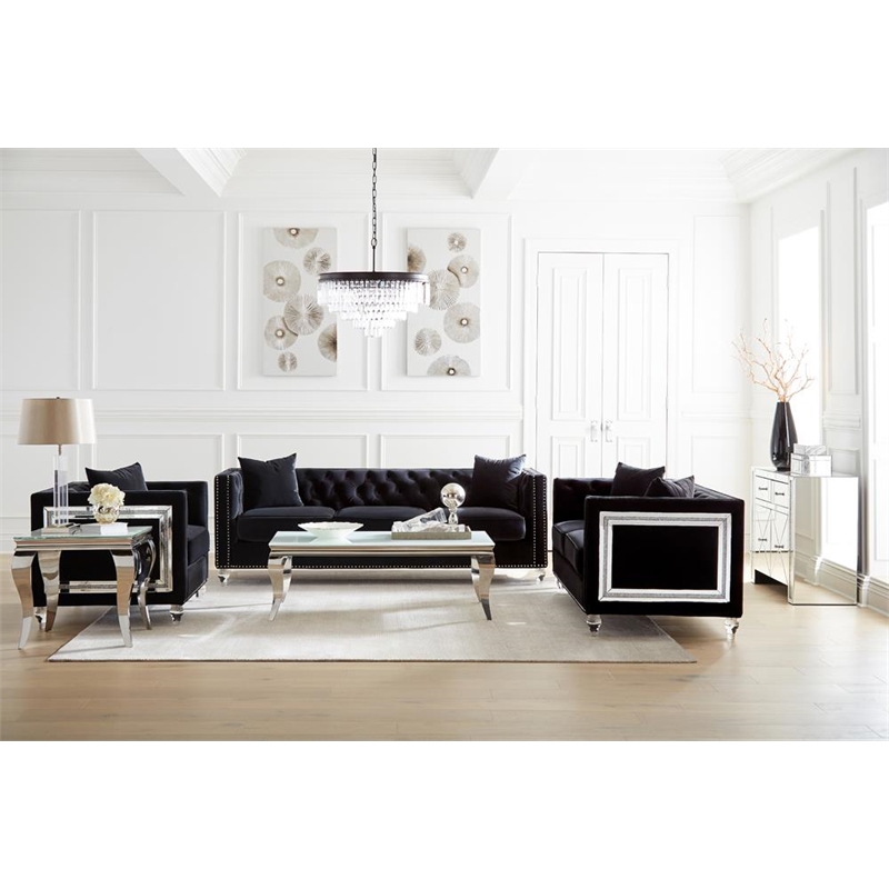 Pemberly Row Square Glass Top End Side Table in White and Chrome