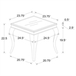 Pemberly Row Square Glass Top End Side Table in White and Chrome