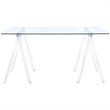 Pemberly Row 59-inch Tempered Glass Top Acrylic Writing Desk in Clear