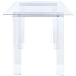 Pemberly Row 59-inch Tempered Glass Top Acrylic Writing Desk in Clear
