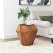 Pemberly Row Octagonal Solid Mango Wood Side Table in Natural Brown