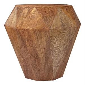 Pemberly Row Octagonal Solid Mango Wood Side Table in Natural Brown