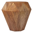 Pemberly Row Octagonal Solid Mango Wood Side Table in Natural Brown