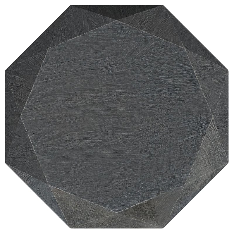 Pemberly Row Octagonal Faceted Solid Mango Wood Side Table in Grey