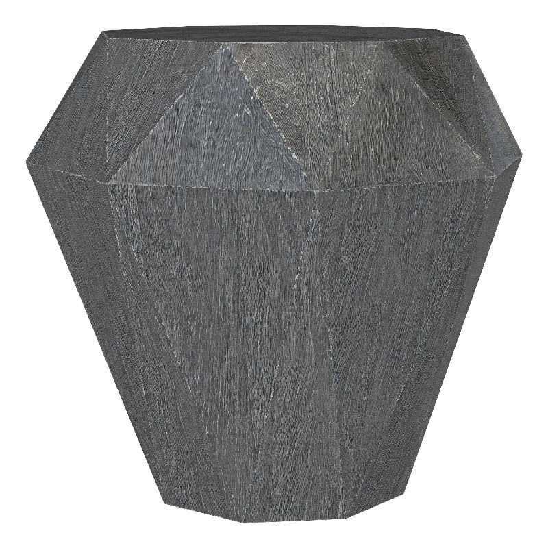 Pemberly Row Octagonal Faceted Solid Mango Wood Side Table in Grey