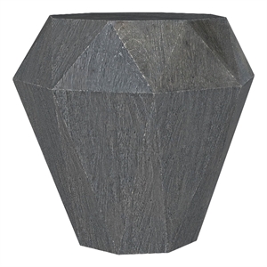 Pemberly Row Octagonal Faceted Solid Mango Wood Side Table in Grey