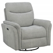 Pemberly Row Upholstered Fabric Power Swivel Glider Recliner in Ivory