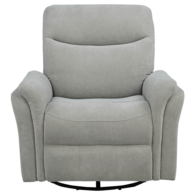 Pemberly Row Upholstered Fabric Power Swivel Glider Recliner in Ivory