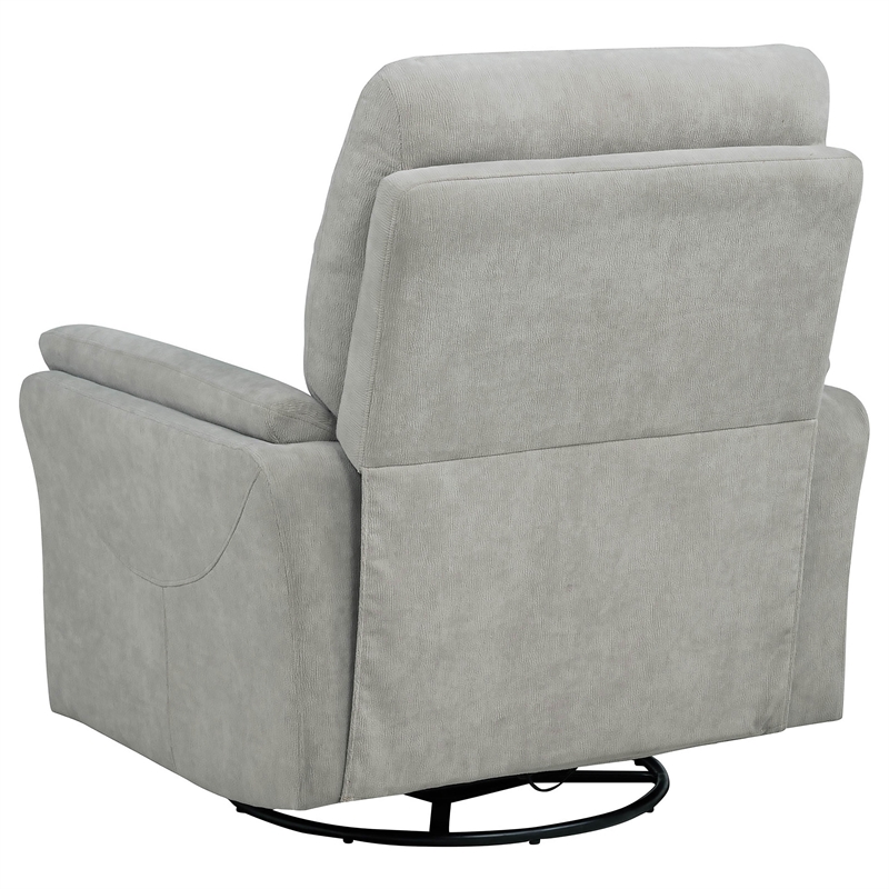 Pemberly Row Upholstered Fabric Power Swivel Glider Recliner in Ivory