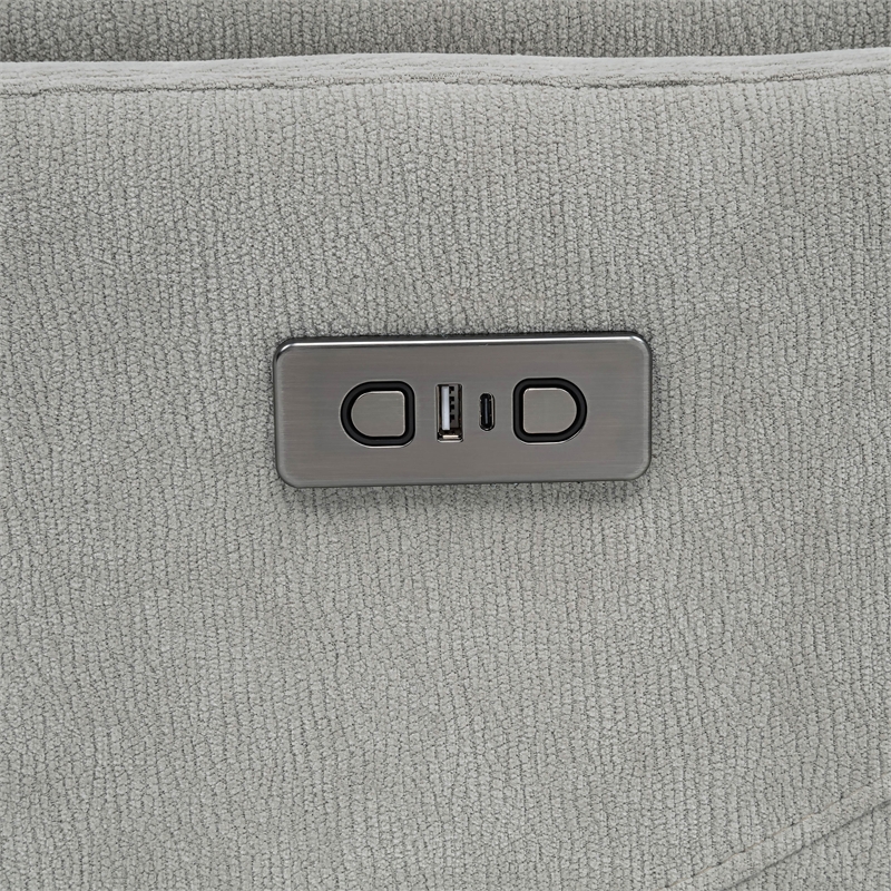 Pemberly Row Upholstered Fabric Power Swivel Glider Recliner in Ivory