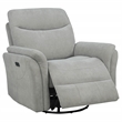 Pemberly Row Upholstered Fabric Power Swivel Glider Recliner in Ivory