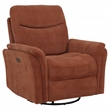 Pemberly Row Upholstered Fabric Power Swivel Glider Recliner in Rust