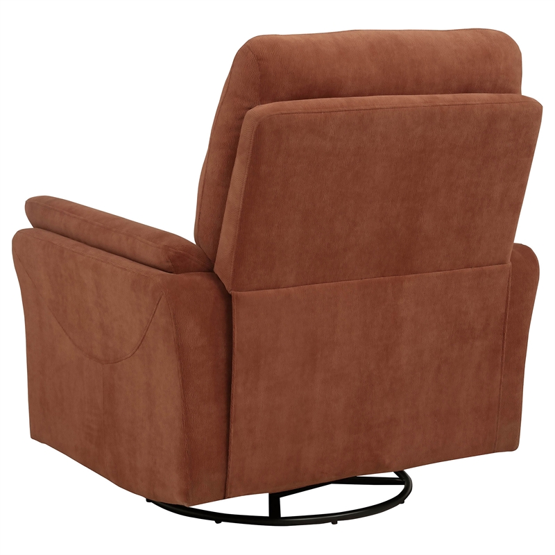 Pemberly Row Upholstered Fabric Power Swivel Glider Recliner in Rust