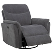 Pemberly Row Fabric Power Swivel Glider Recliner in Charcoal Gray
