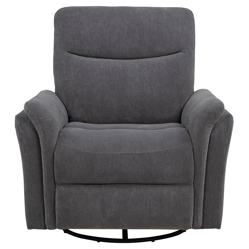 Pemberly Row Fabric Power Swivel Glider Recliner in Charcoal Gray