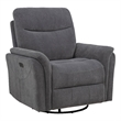 Pemberly Row Fabric Power Swivel Glider Recliner in Charcoal Gray