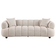 Pemberly Row Channel Tufted Woven Fabric Upholstered Sofa in Pebble