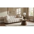 Pemberly Row Channel Tufted Woven Fabric Upholstered Sofa in Pebble