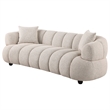 Pemberly Row Channel Tufted Woven Fabric Upholstered Sofa in Pebble