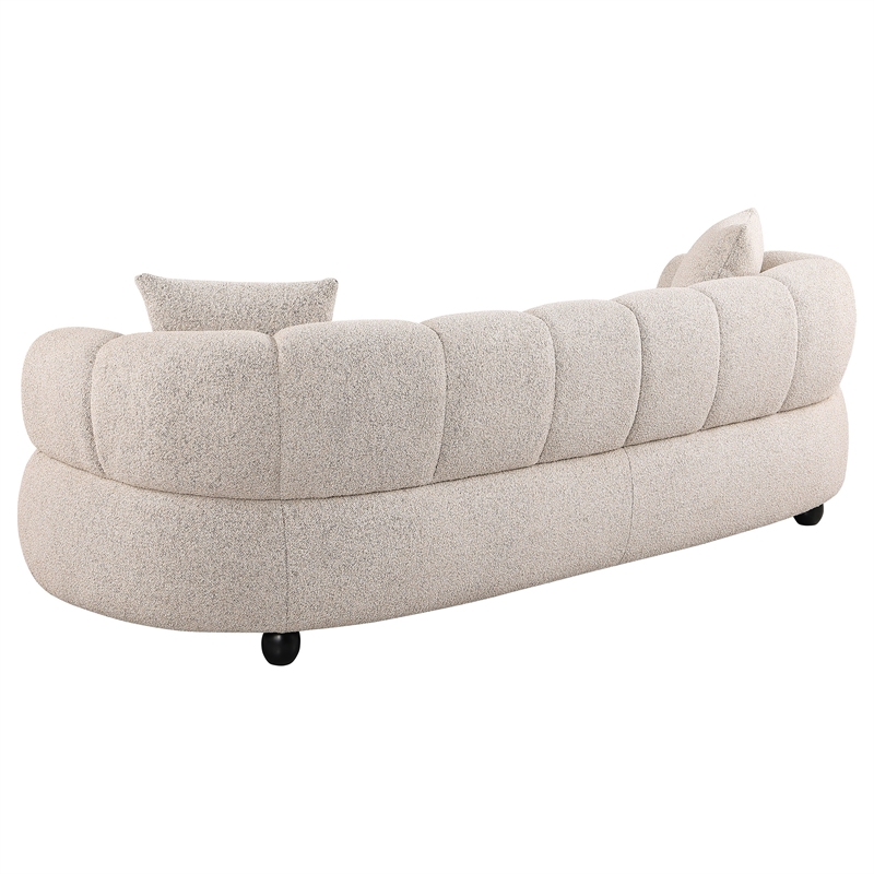 Pemberly Row Channel Tufted Woven Fabric Upholstered Sofa in Pebble