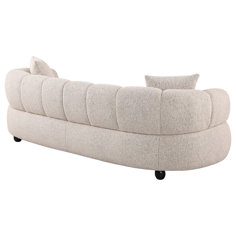 Pemberly Row Channel Tufted Woven Fabric Upholstered Sofa in Pebble
