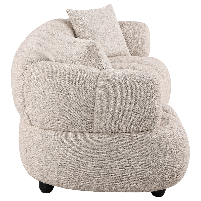 Pemberly Row Channel Tufted Woven Fabric Upholstered Sofa in Pebble
