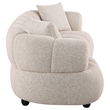 Pemberly Row Channel Tufted Woven Fabric Upholstered Sofa in Pebble