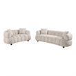 Pemberly Row 2-Piece Channel Tufted Woven Fabric Sofa Set in Pebble