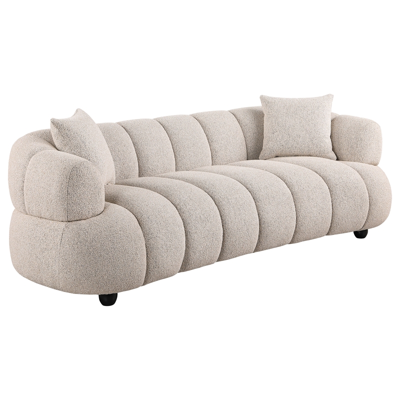 Pemberly Row 3-Piece Channel Tufted Woven Fabric Sofa Set in Pebble