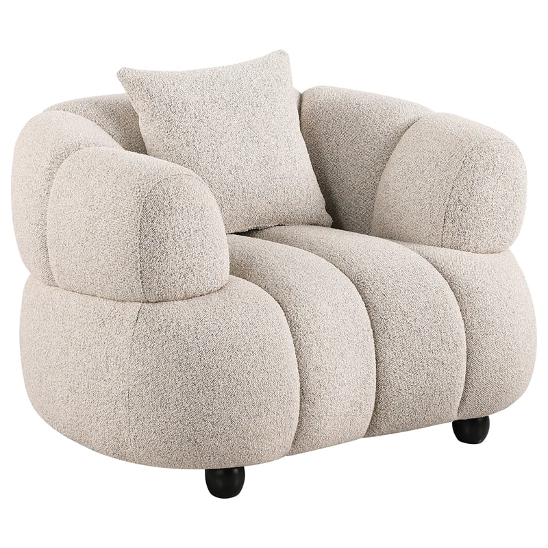 Pemberly Row 3-Piece Channel Tufted Woven Fabric Sofa Set in Pebble