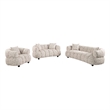Pemberly Row 3-Piece Channel Tufted Woven Fabric Sofa Set in Pebble