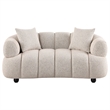 Pemberly Row Channel Tufted Woven Fabric Upholstered Loveseat in Pebble