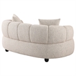 Pemberly Row Channel Tufted Woven Fabric Upholstered Loveseat in Pebble