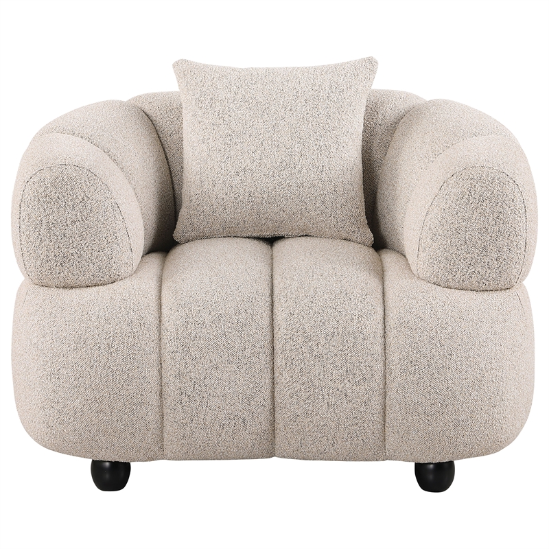 Pemberly Row Channel Tufted Upholstered Accent Chair in Pebble