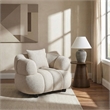 Pemberly Row Channel Tufted Upholstered Accent Chair in Pebble