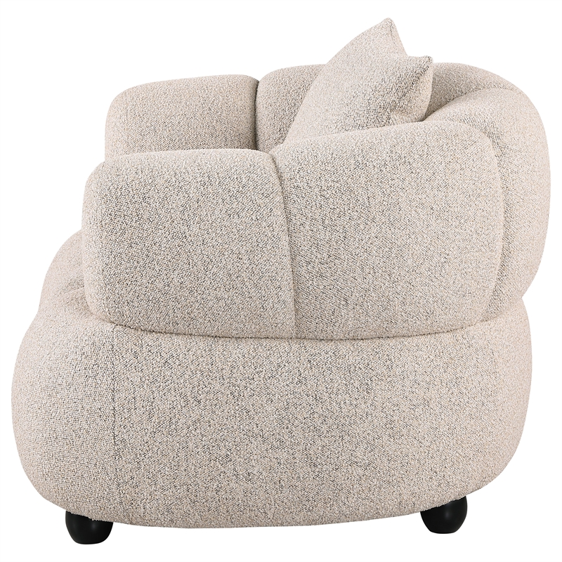 Pemberly Row Channel Tufted Upholstered Accent Chair in Pebble