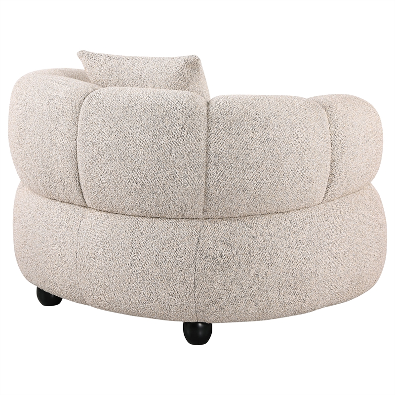 Pemberly Row Channel Tufted Upholstered Accent Chair in Pebble