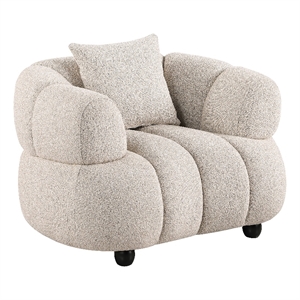 Pemberly Row Channel Tufted Upholstered Accent Chair in Pebble