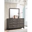 Pemberly Row 6-Drawer Transitional Wood Dresser and Mirror in Gray Oak