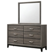 Pemberly Row 6-Drawer Transitional Wood Dresser and Mirror in Gray Oak