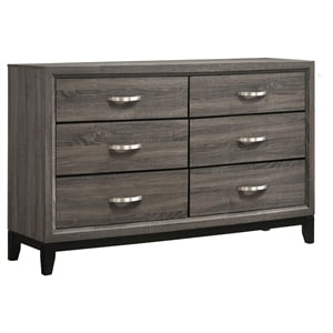 Pemberly Row 6-Drawer Transitional Wood Dresser Cabinet in Gray Oak