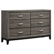 Pemberly Row 6-Drawer Transitional Wood Dresser Cabinet in Gray Oak
