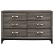 Pemberly Row 6-Drawer Transitional Wood Dresser Cabinet in Gray Oak