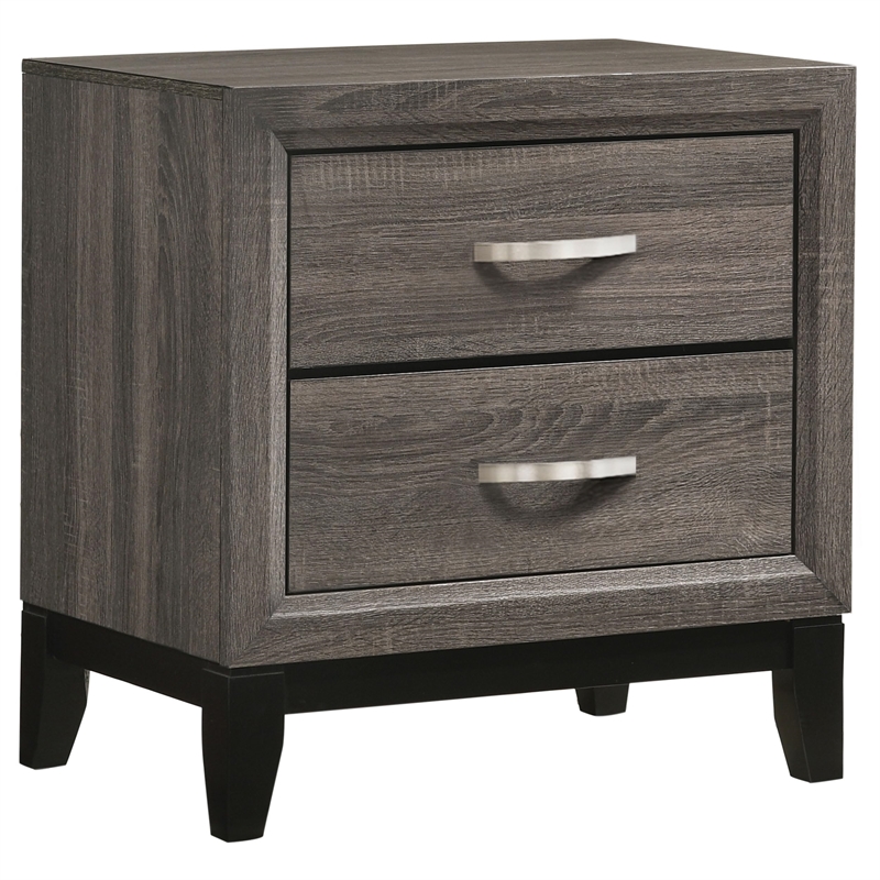 Pemberly Row 2-Drawer Transitional Wood Nightstand in Grey Oak