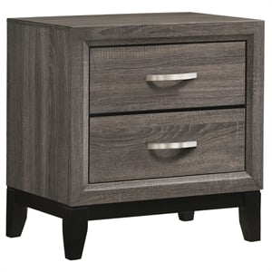 Pemberly Row 2-Drawer Transitional Wood Nightstand in Grey Oak